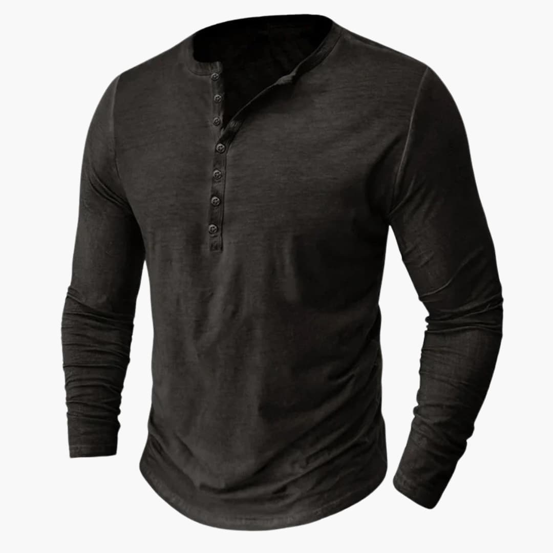 Chemise Henley homme à manches longues avec patte de boutons
