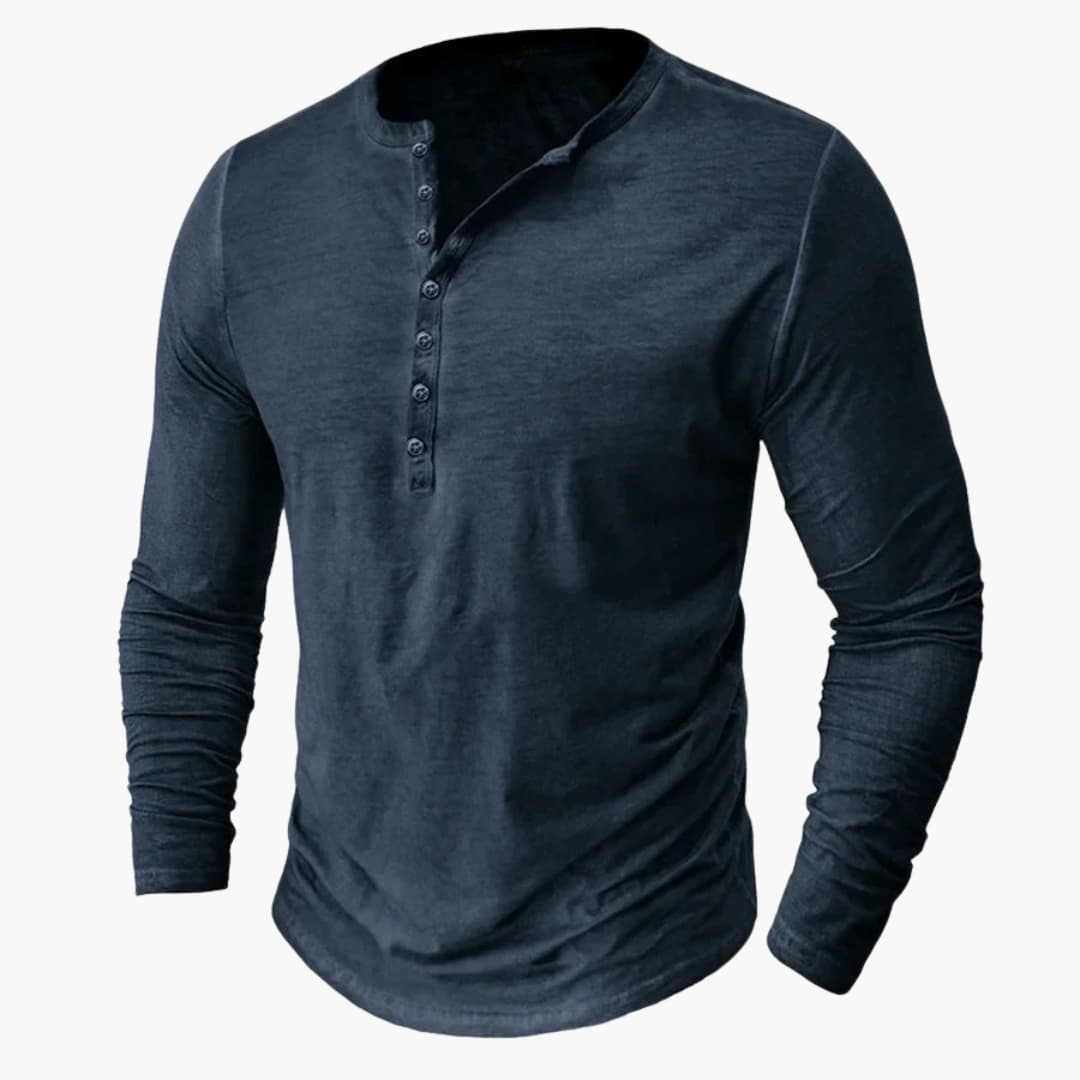 Chemise Henley homme à manches longues avec patte de boutons