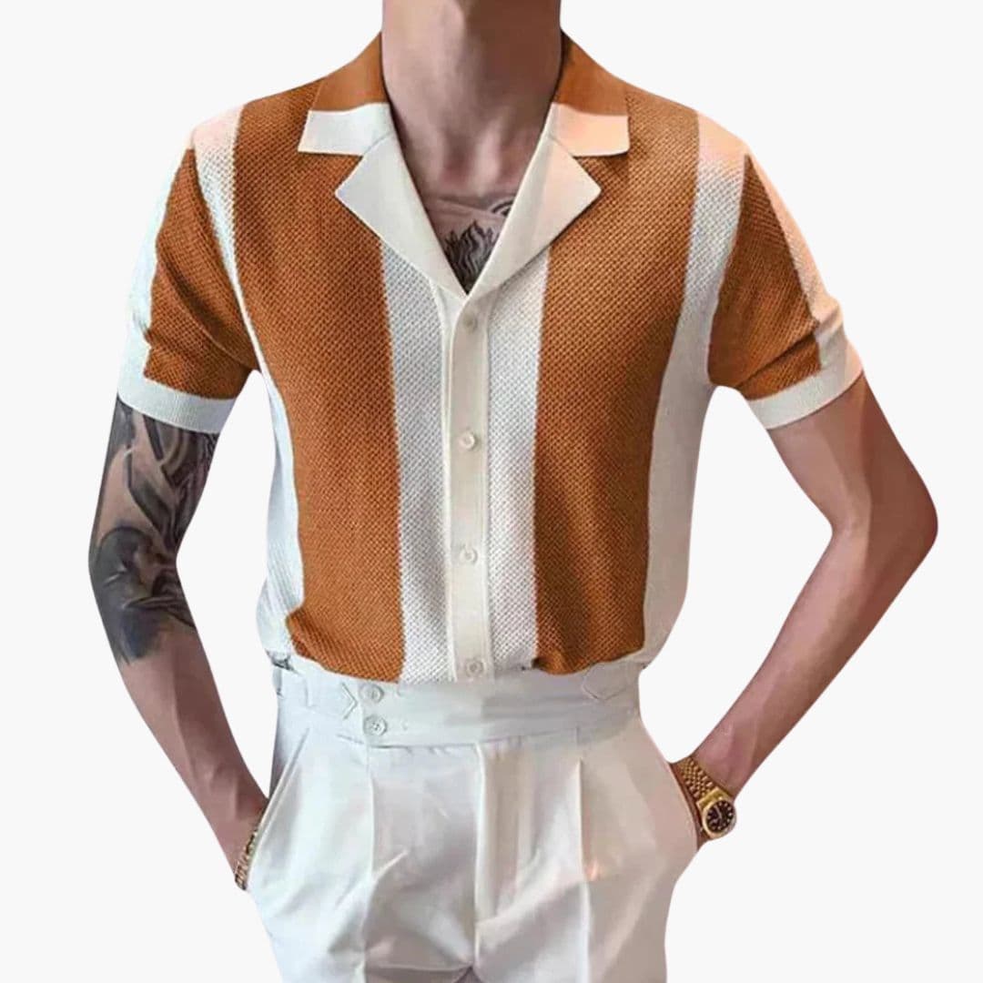 Chemise Homme Manches Courtes à Rayures Verticales