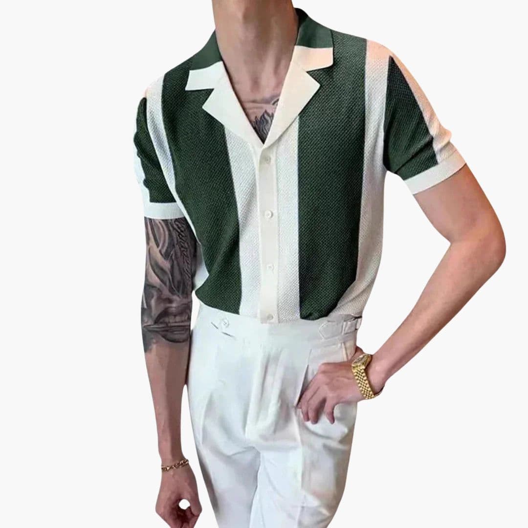 Chemise Homme Manches Courtes à Rayures Verticales