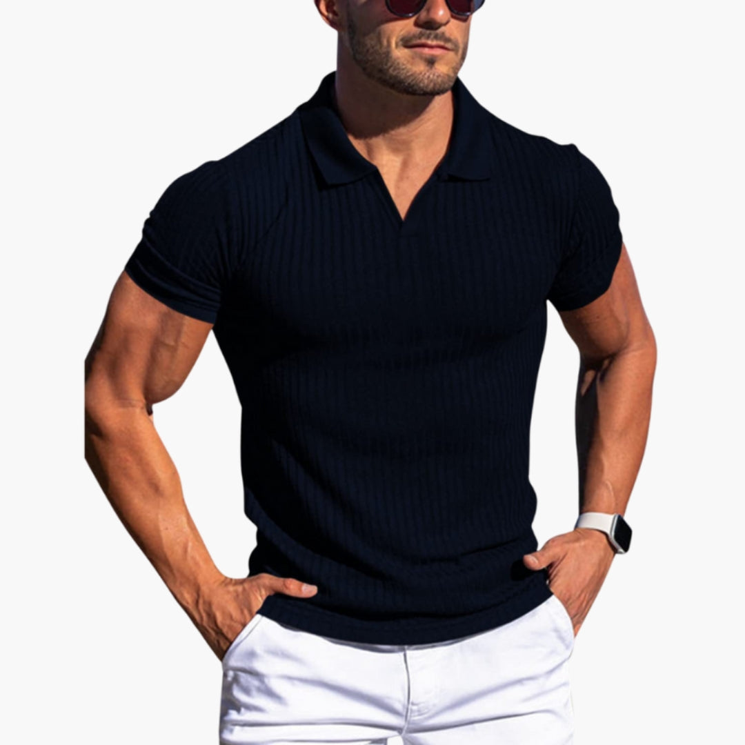 Chemise Polo Homme avec Col et Surface Côtelée