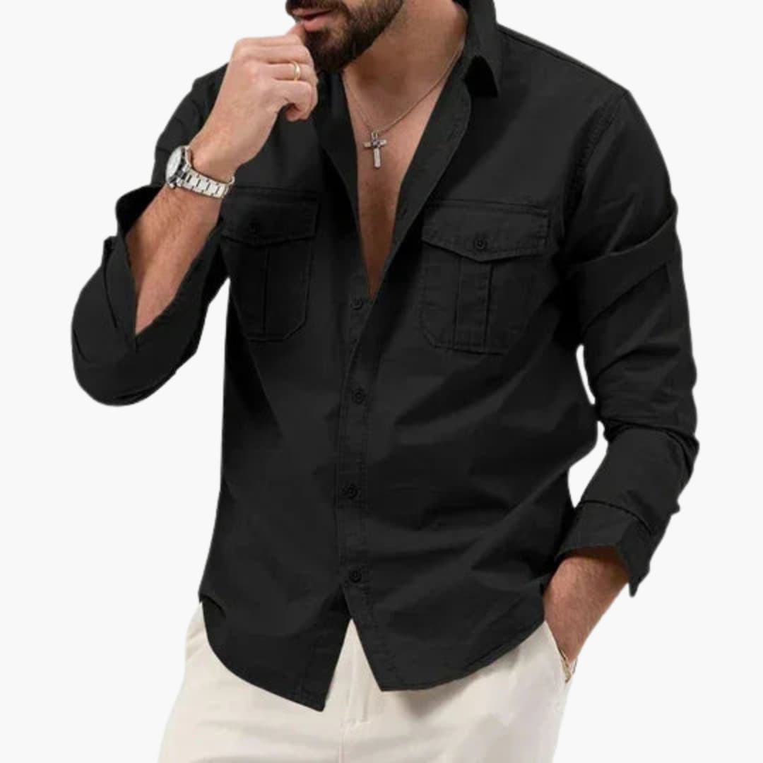 Chemise à manches longues pour hommes avec poches poitrine