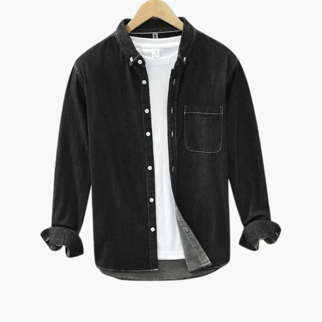 Chemise en denim homme avec fermeture à boutons et poche poitrine
