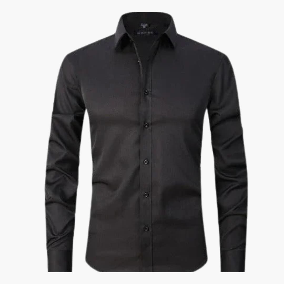 Chemise à manches longues pour homme avec fermeture à boutons et col pointu