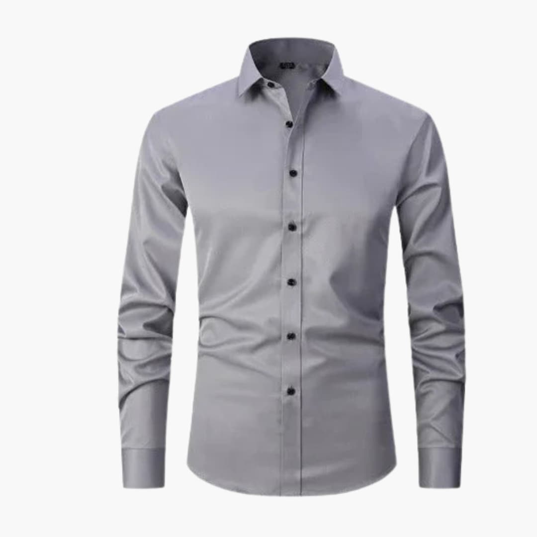 Chemise à manches longues pour homme avec fermeture à boutons et col pointu