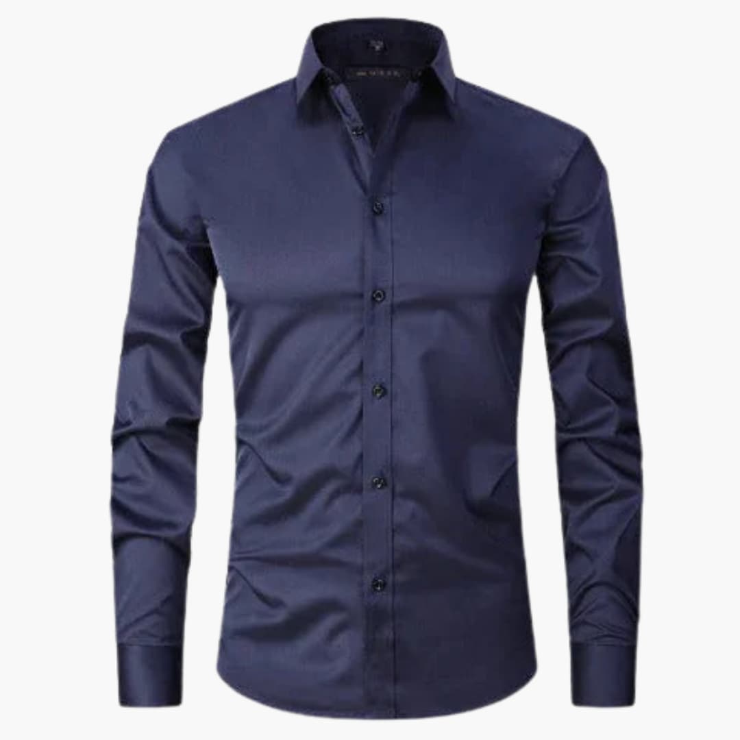 Chemise à manches longues pour homme avec fermeture à boutons et col pointu