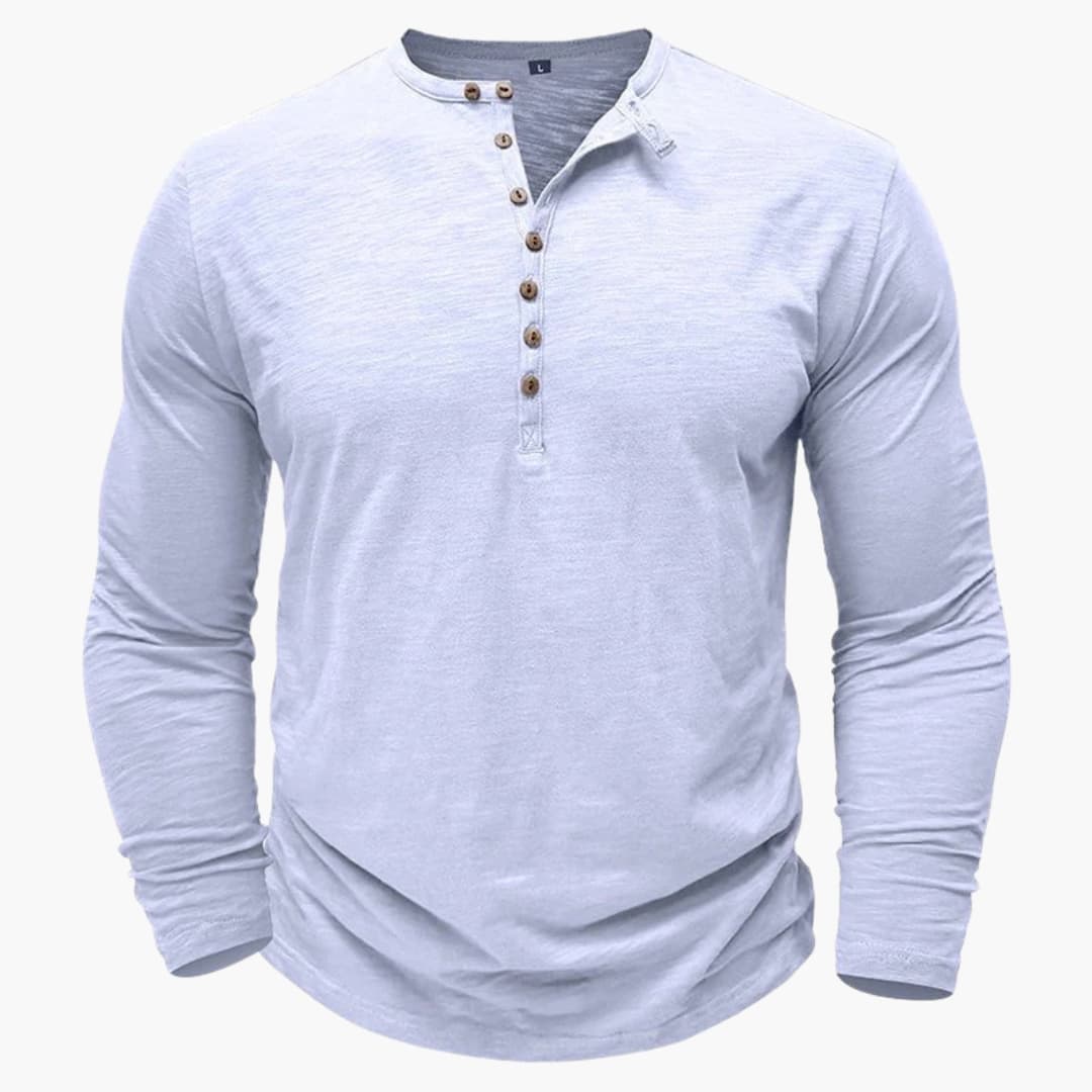Chemise henley homme manches longues avec patte de boutonnage