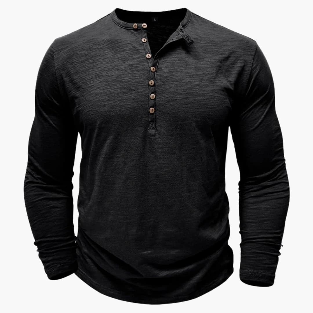 Chemise henley homme manches longues avec patte de boutonnage