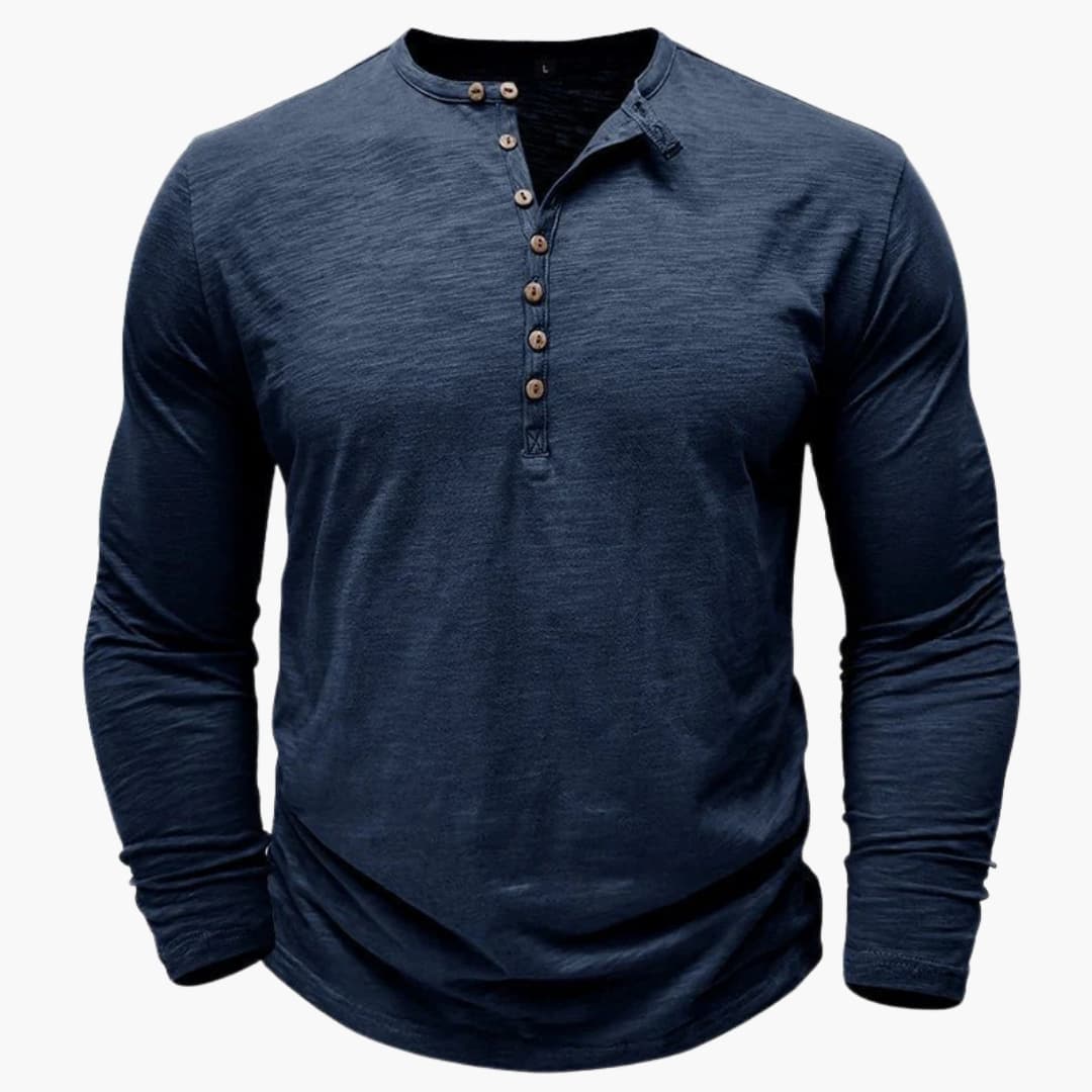 Chemise henley homme manches longues avec patte de boutonnage