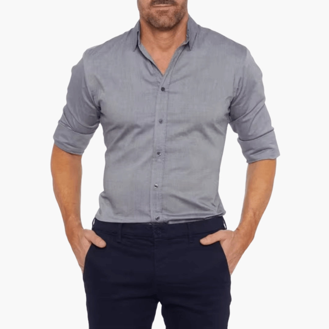 Camicia da uomo con colletto e chiusura lampo