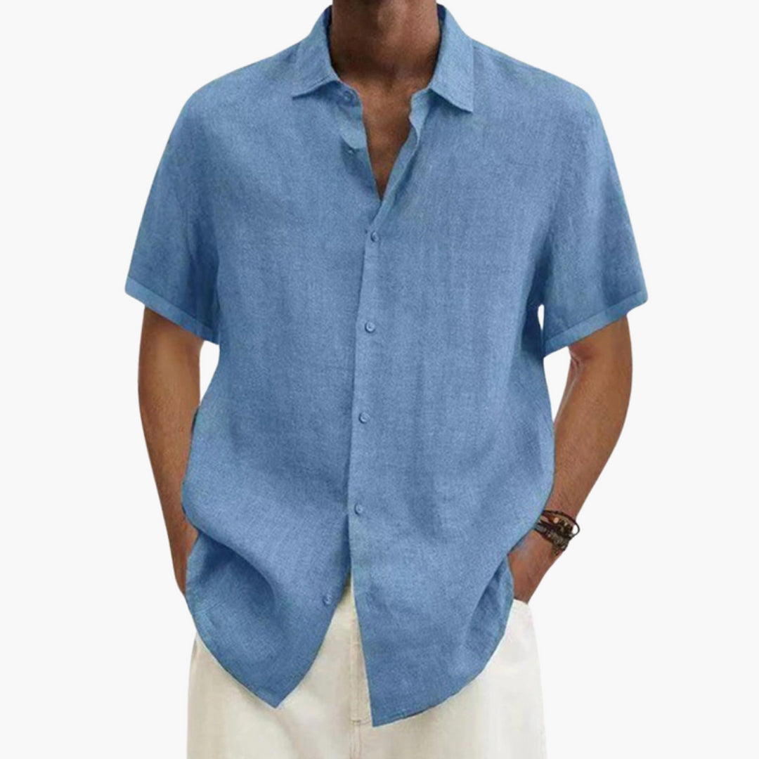 Camicia uomo con patta di bottoni e colletto classico