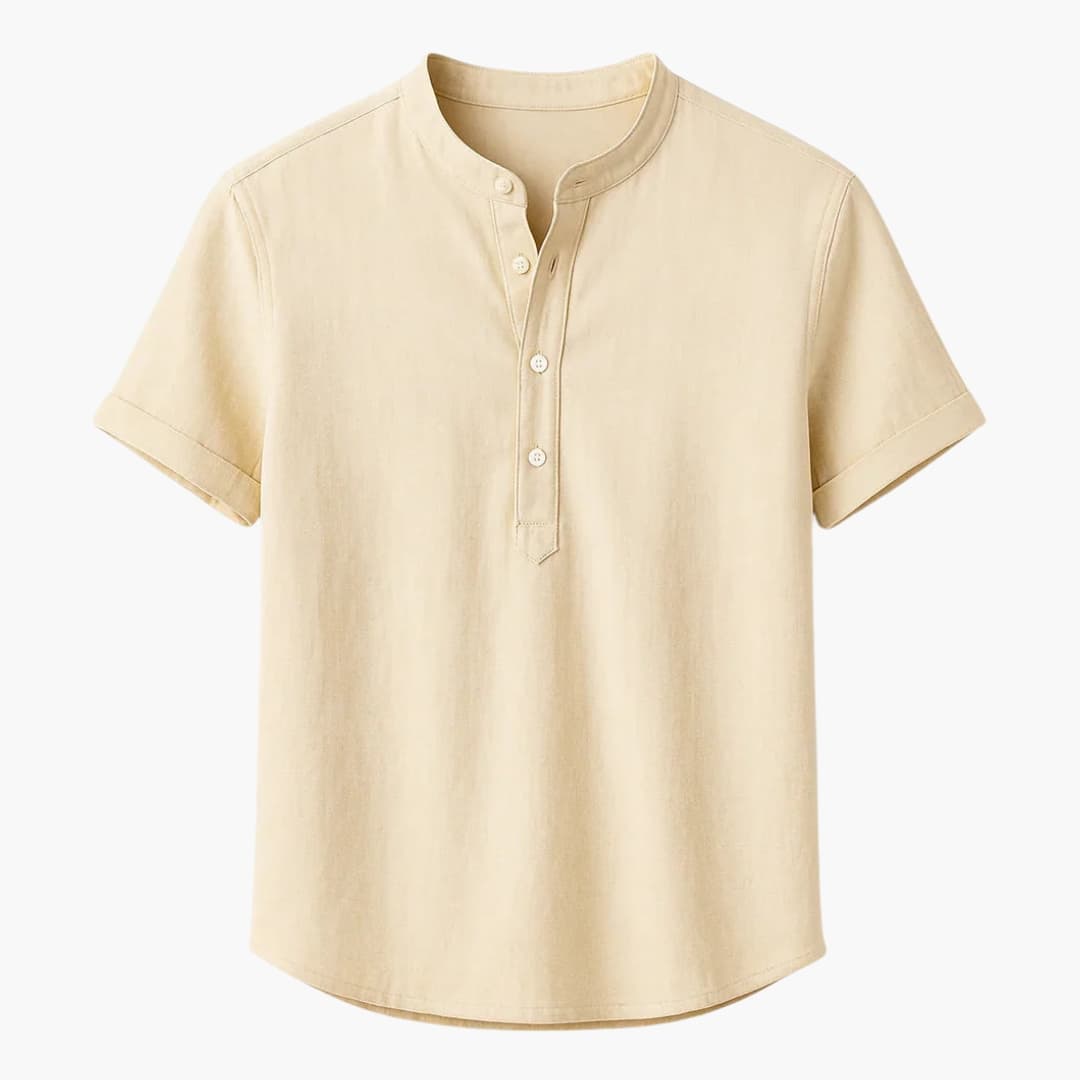 Chemise homme à col mao et manches courtes