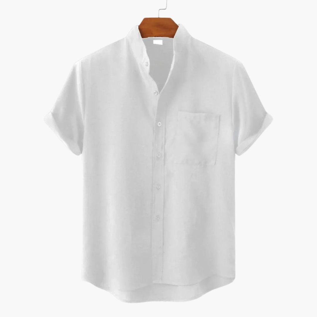 Camicia uomo con colletto alla coreana e taschino sul petto