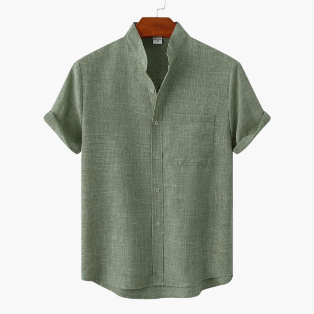 Camicia uomo con colletto alla coreana e taschino sul petto