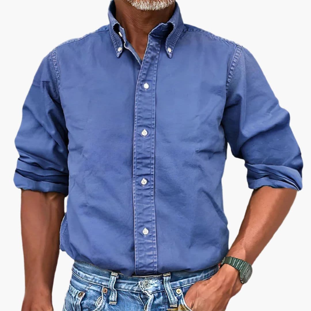 Chemise homme à effet délavé et manches longues