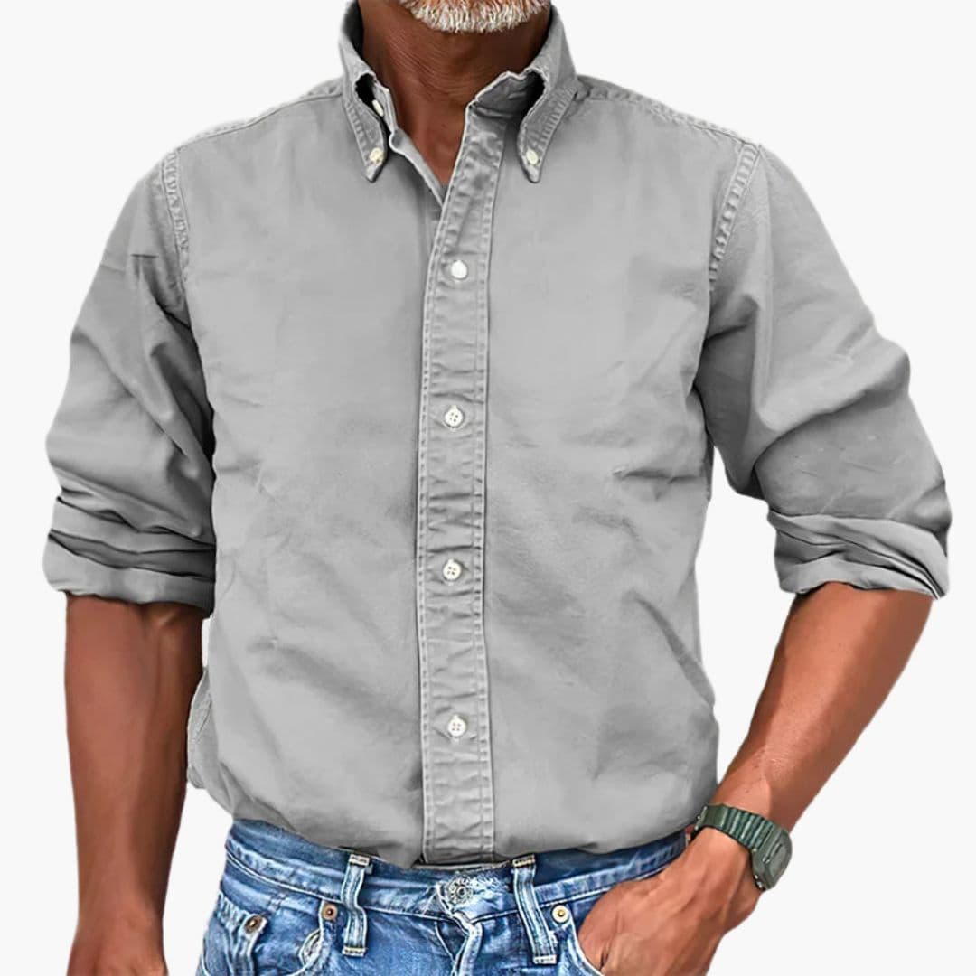 Chemise homme à effet délavé et manches longues