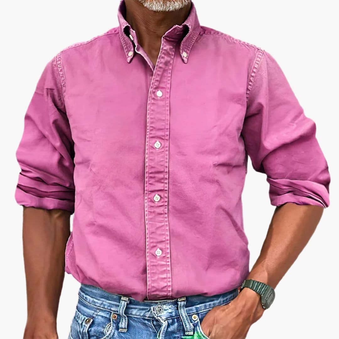 Chemise homme à effet délavé et manches longues