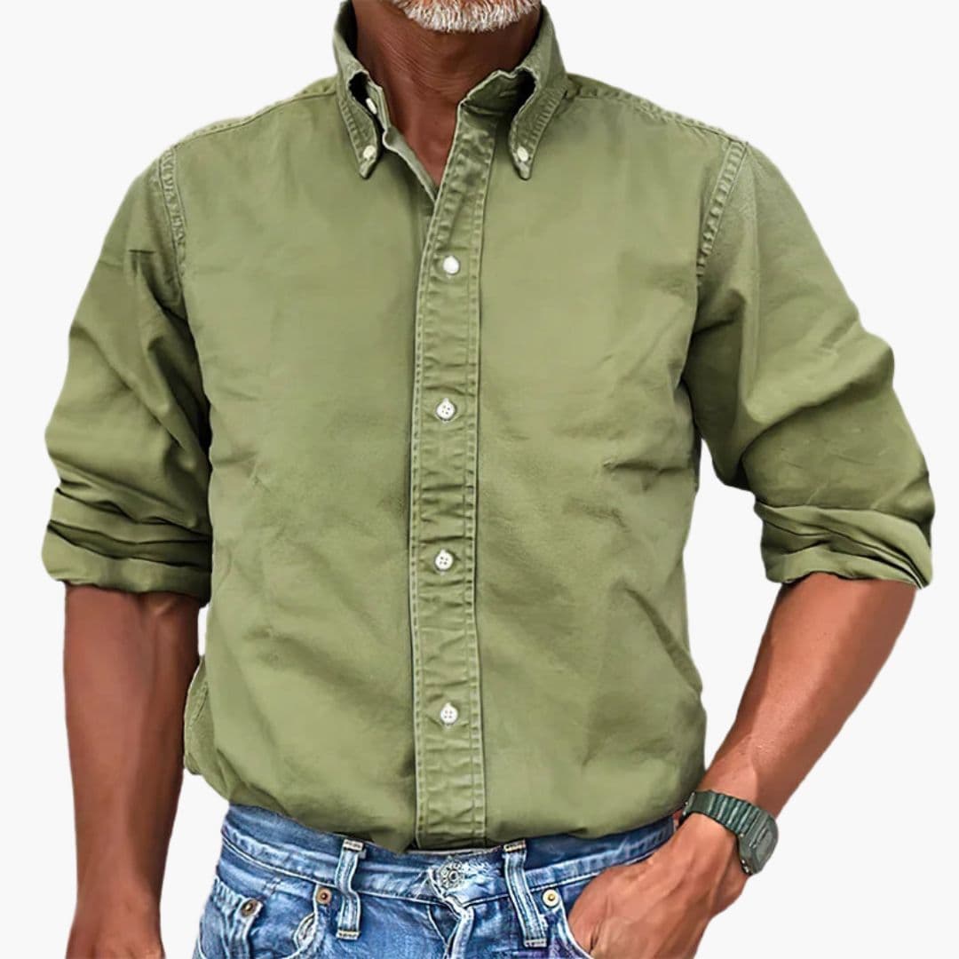Chemise homme à effet délavé et manches longues