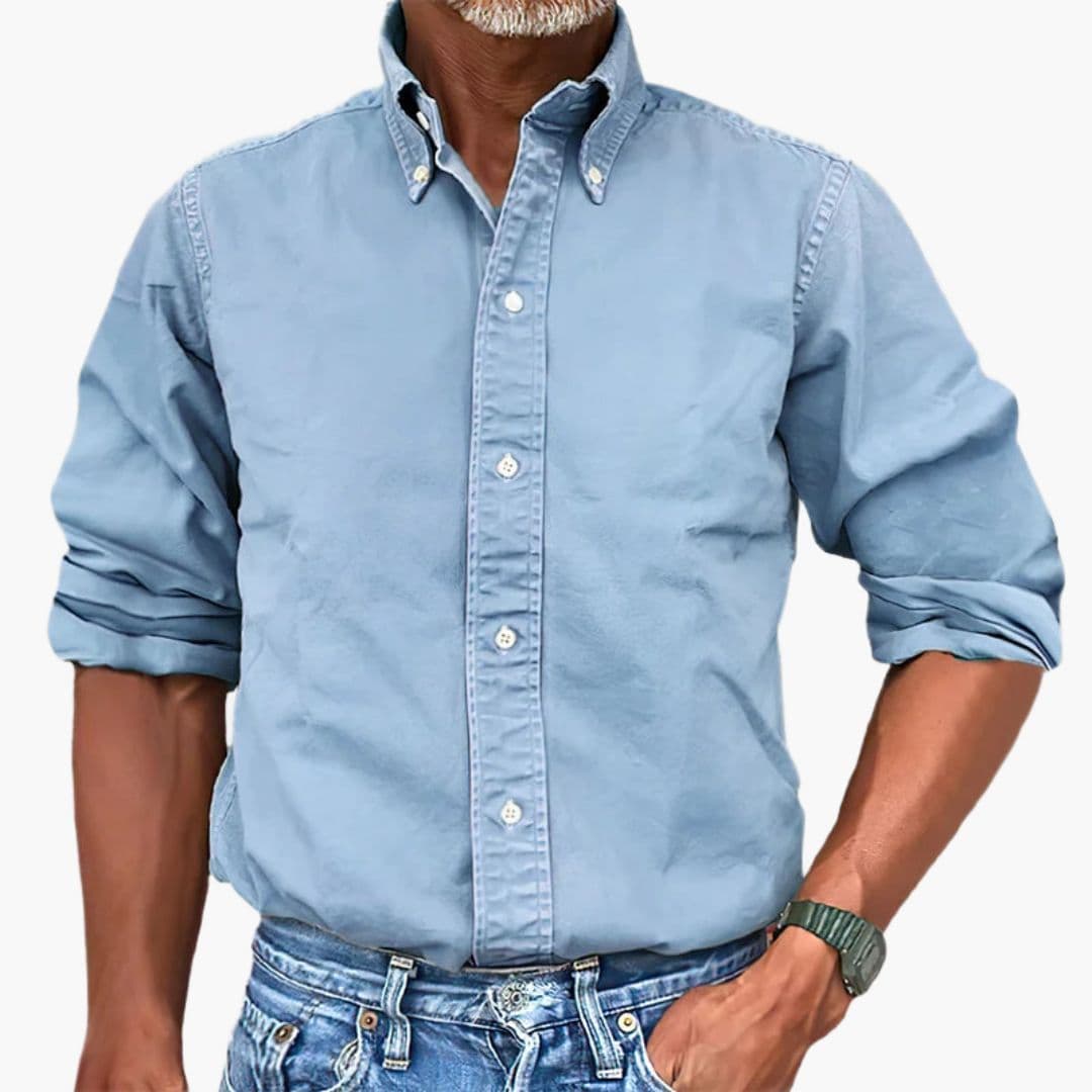 Chemise homme à effet délavé et manches longues