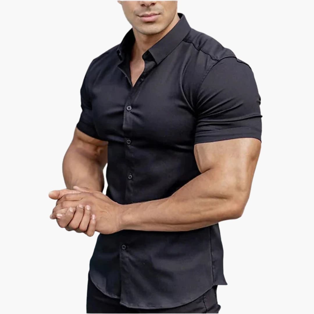 Chemise homme à manches courtes avec fermeture boutonnée