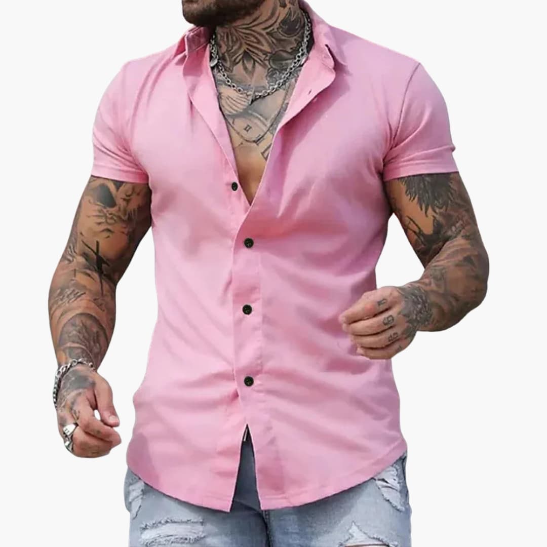 Chemise homme à manches courtes avec fermeture boutonnée