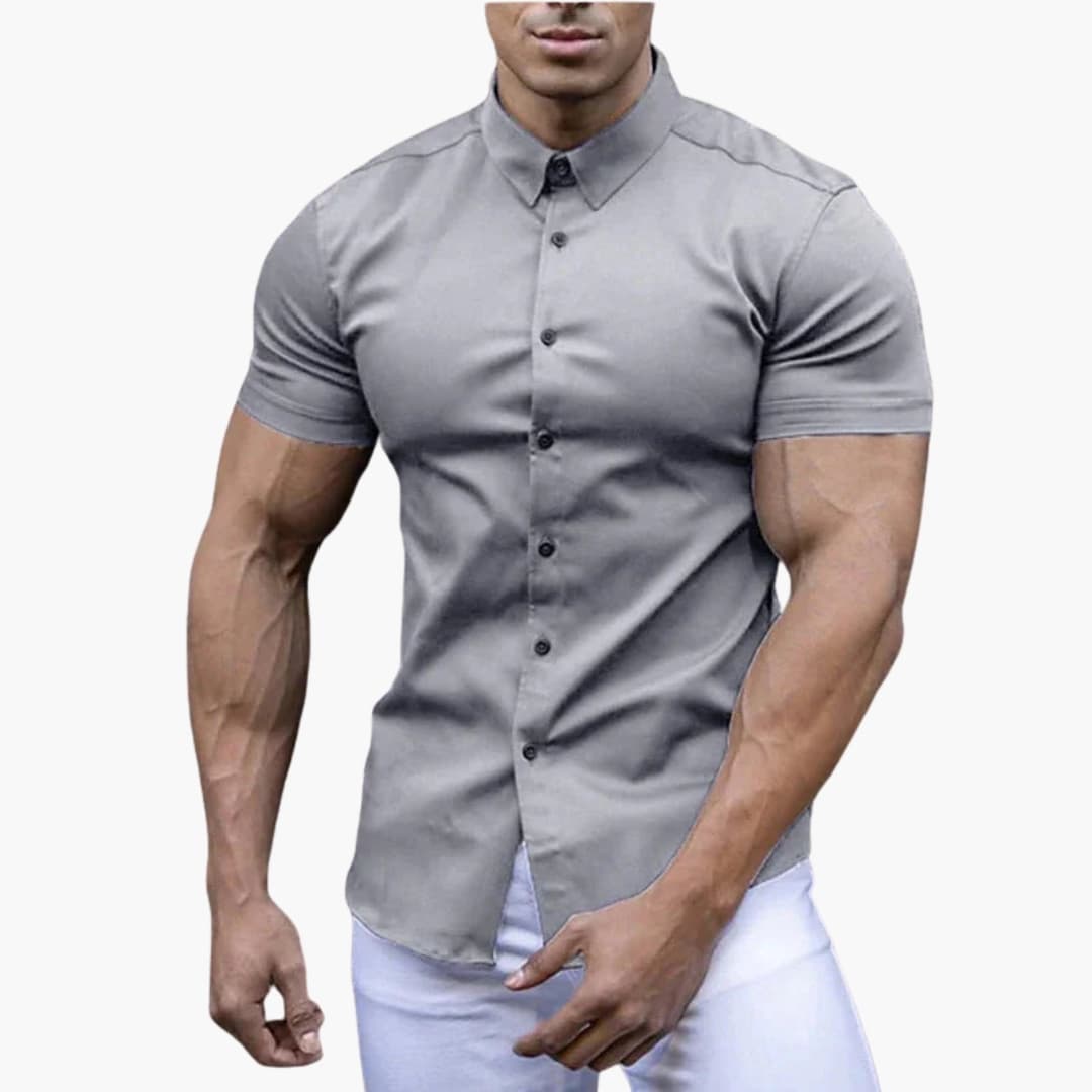 Chemise homme à manches courtes avec fermeture boutonnée