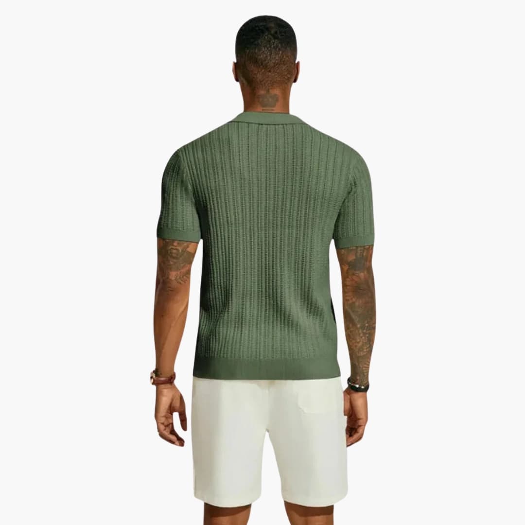 Chemise homme à manches courtes en maille avec patte boutonnée