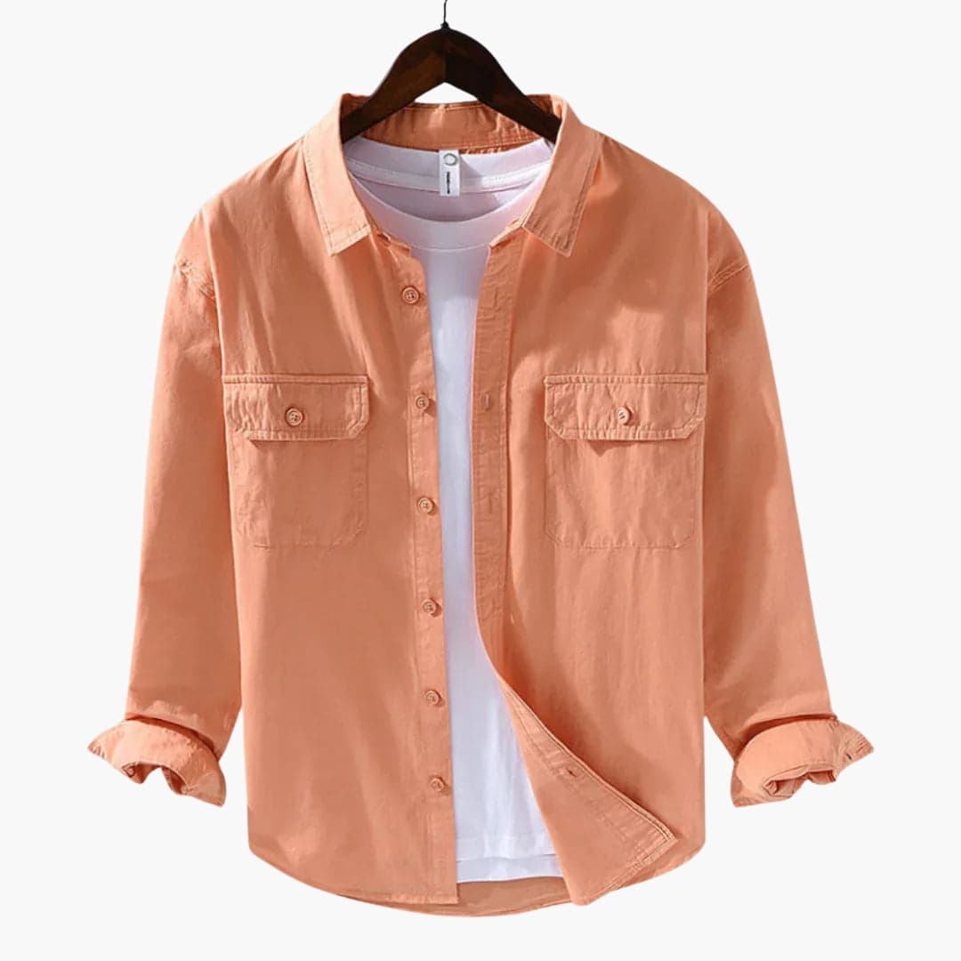 Chemise homme à manches longues avec col classique et poches poitrine