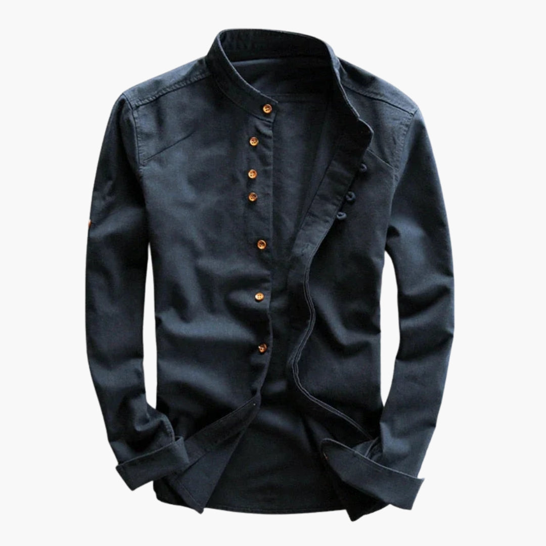 Chemise homme à manches longues avec col montant