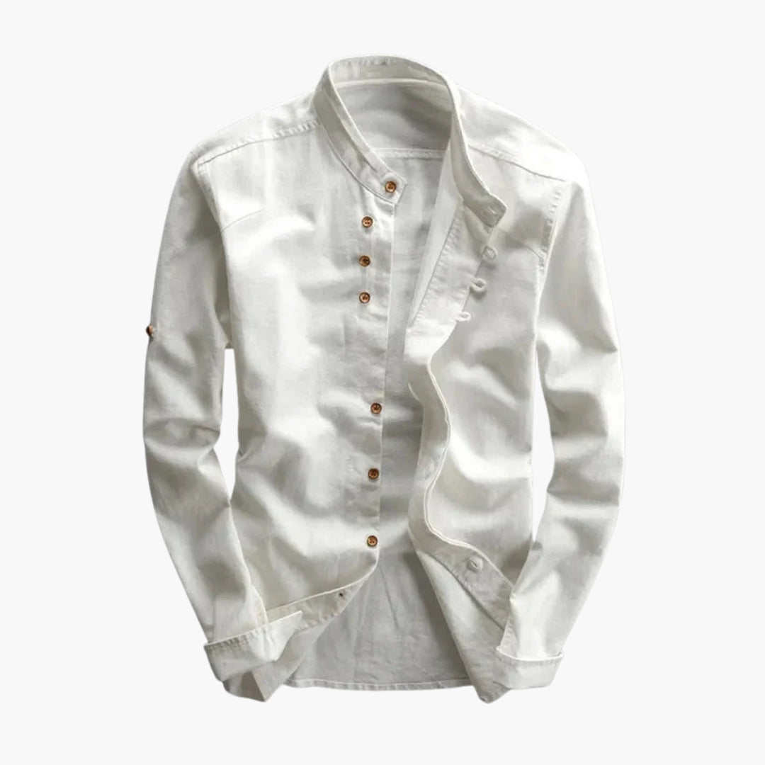 Chemise homme à manches longues avec col montant