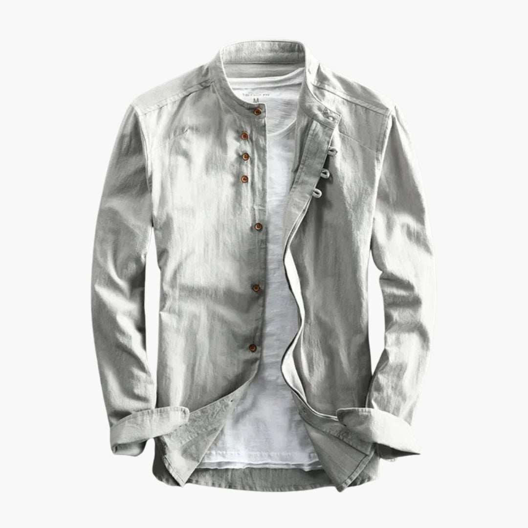 Chemise homme à manches longues avec col montant