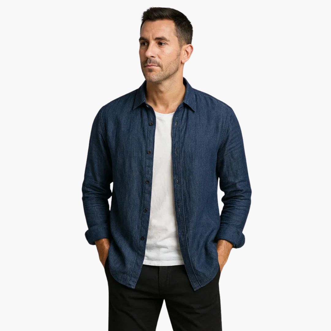 Chemise homme à manches longues avec col pointu