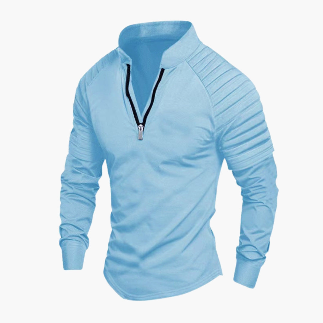 Chemise homme à manches longues avec demi zippée