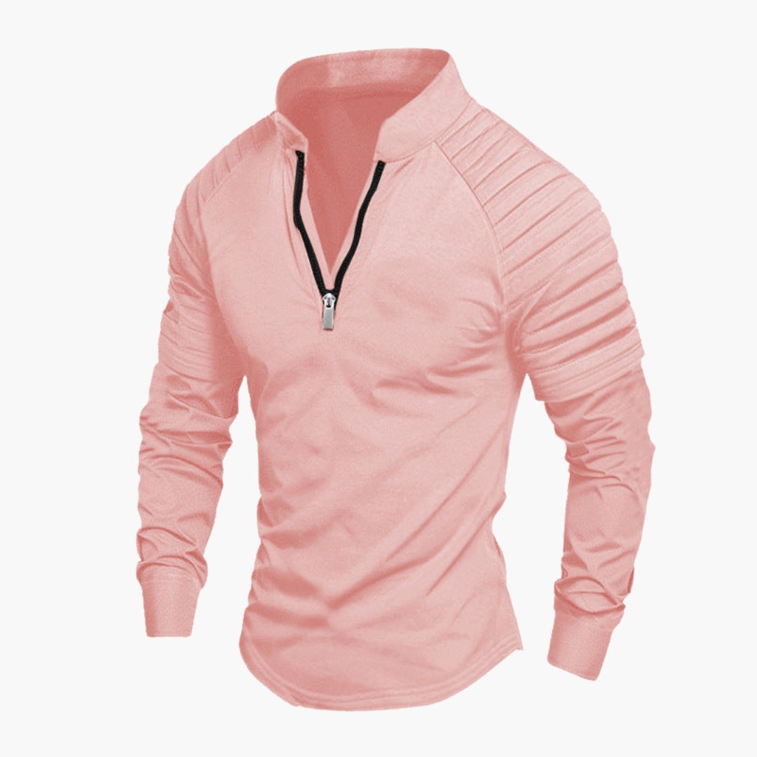Chemise homme à manches longues avec demi zippée
