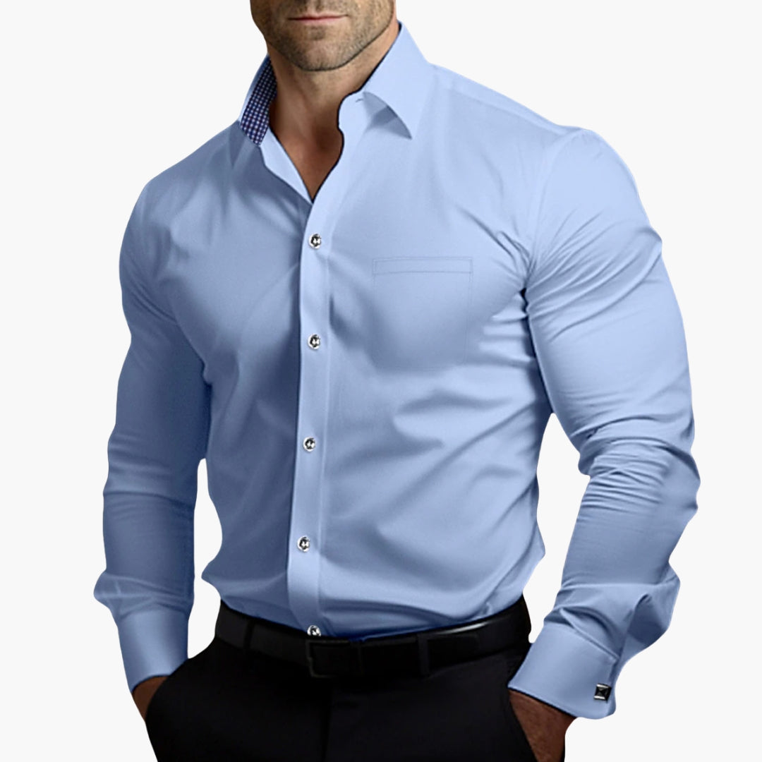 Chemise homme à manches longues et fermeture boutonnée