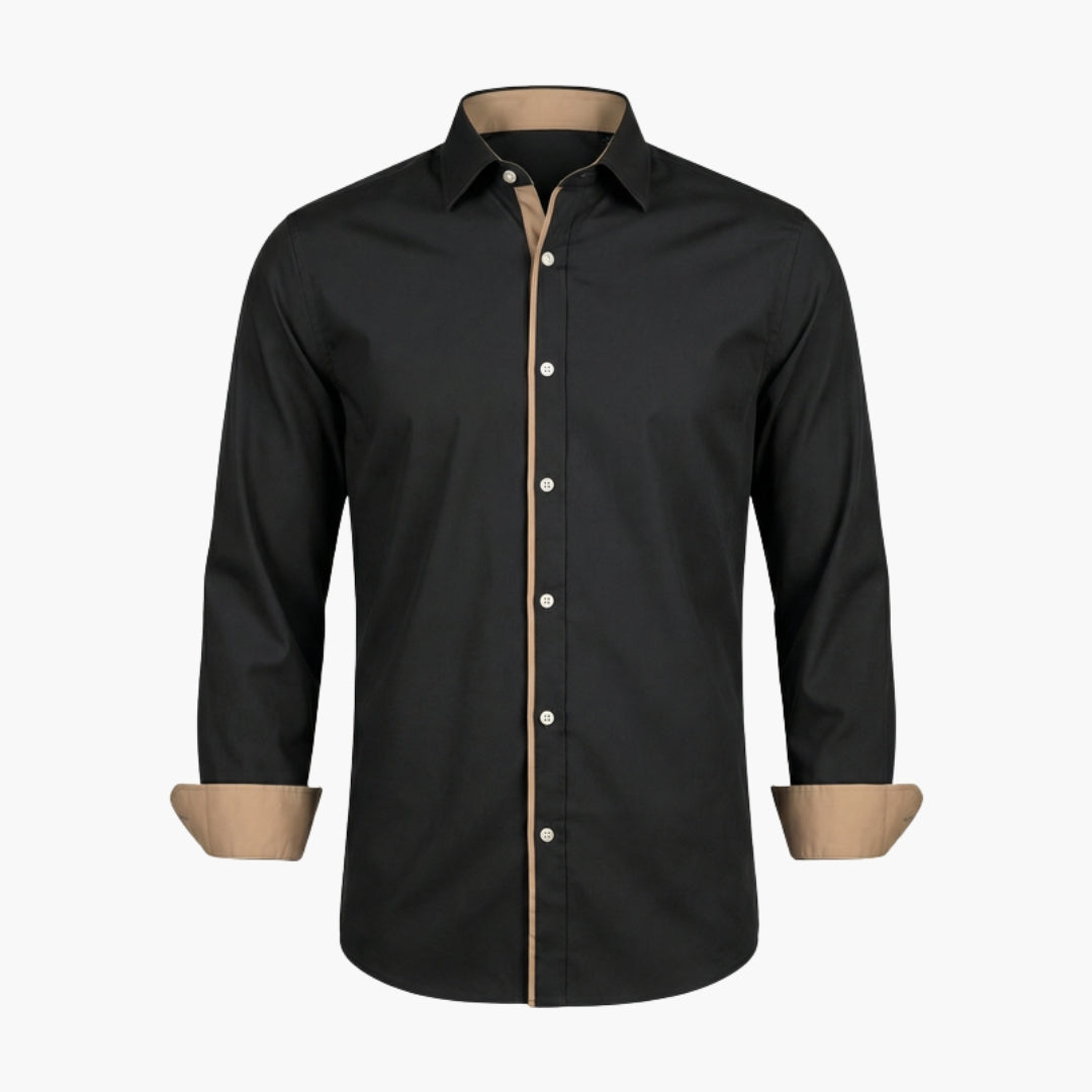 Chemise homme à patte de boutonnage et surface unie