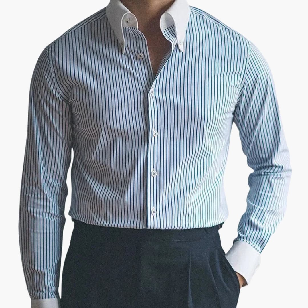 Chemise homme à rayures avec col contrasté