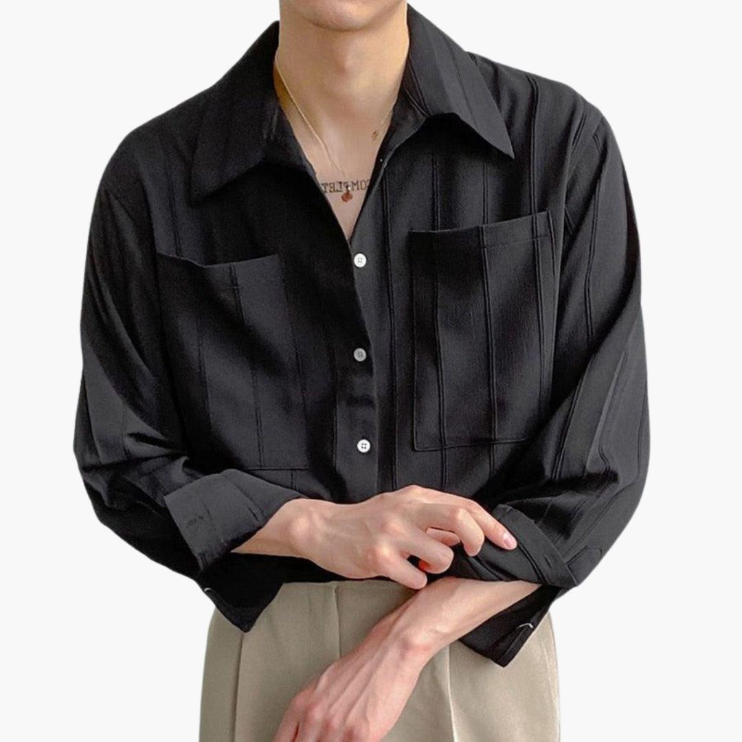 Chemise homme à surface côtelée et poches plaquées