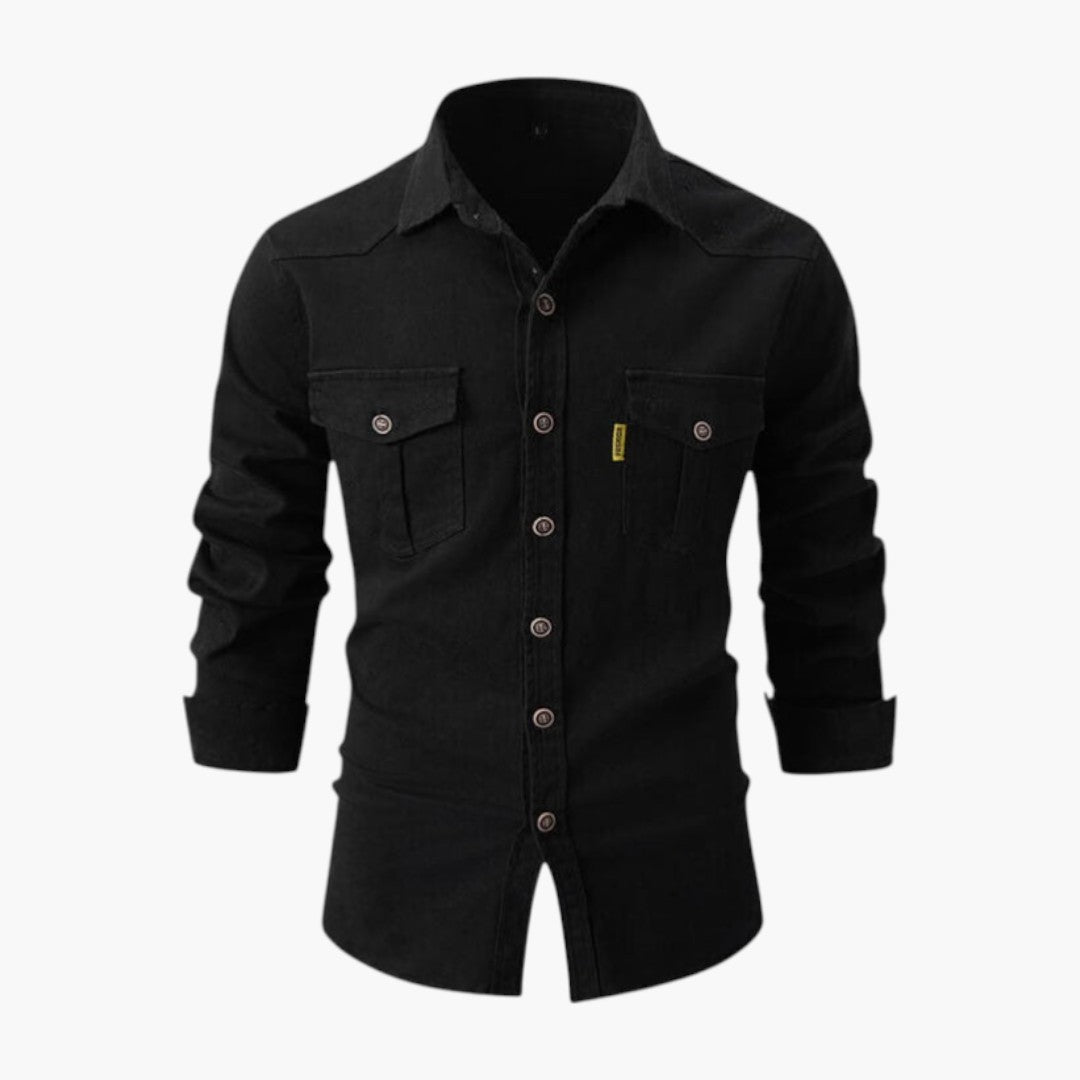 Chemise homme avec poches poitrine et patte de boutonnage