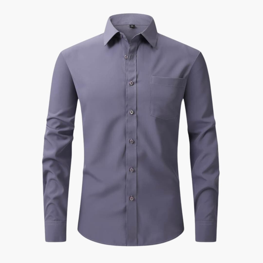 Chemise homme business à manches longues avec fermeture boutonnée