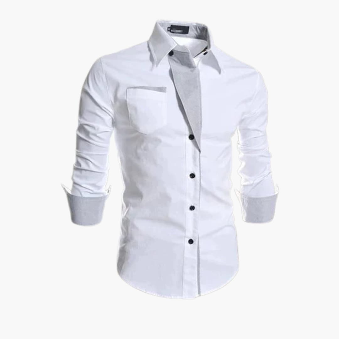 Chemise homme classique à boutons avec col et poignets contrastés