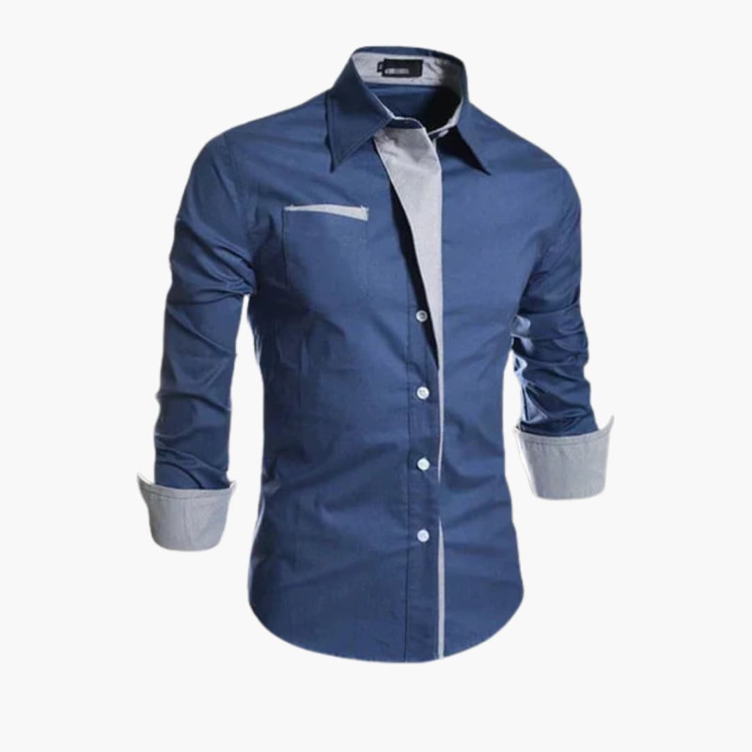 Chemise homme classique à boutons avec col et poignets contrastés