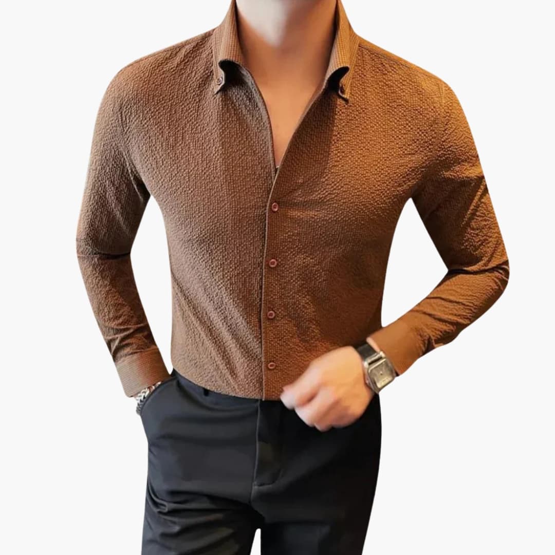 Chemise homme classique avec col Kent et manches longues