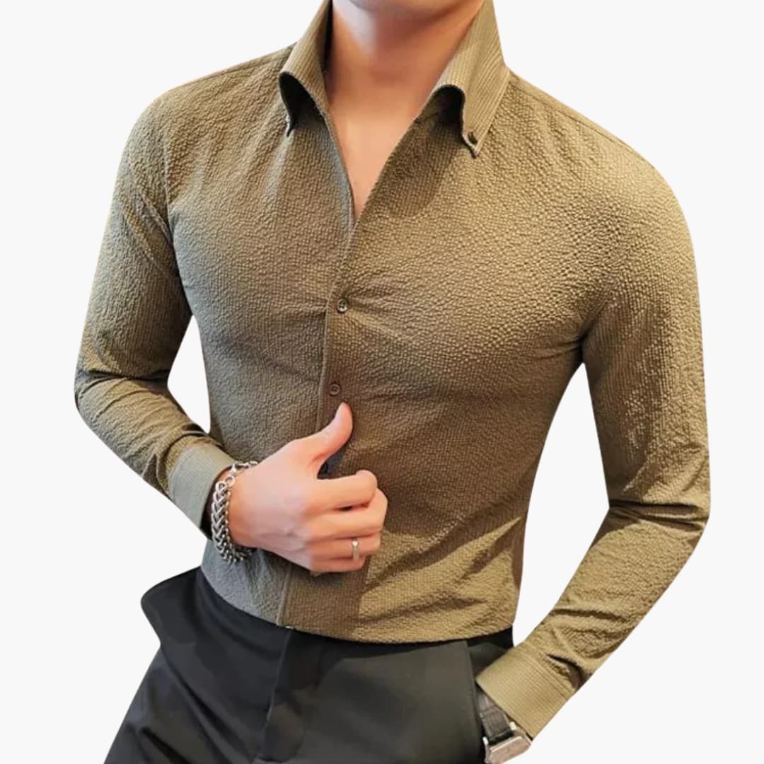 Chemise homme classique avec col Kent et manches longues