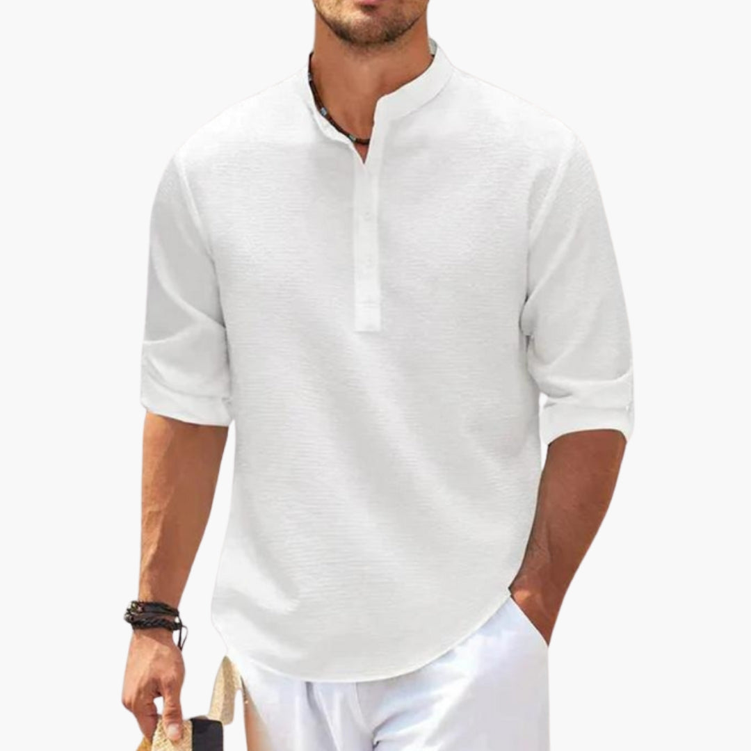 Camicia uomo taglio dritto con collo alla coreana