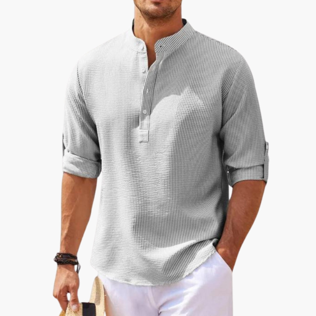 Camicia uomo taglio dritto con collo alla coreana