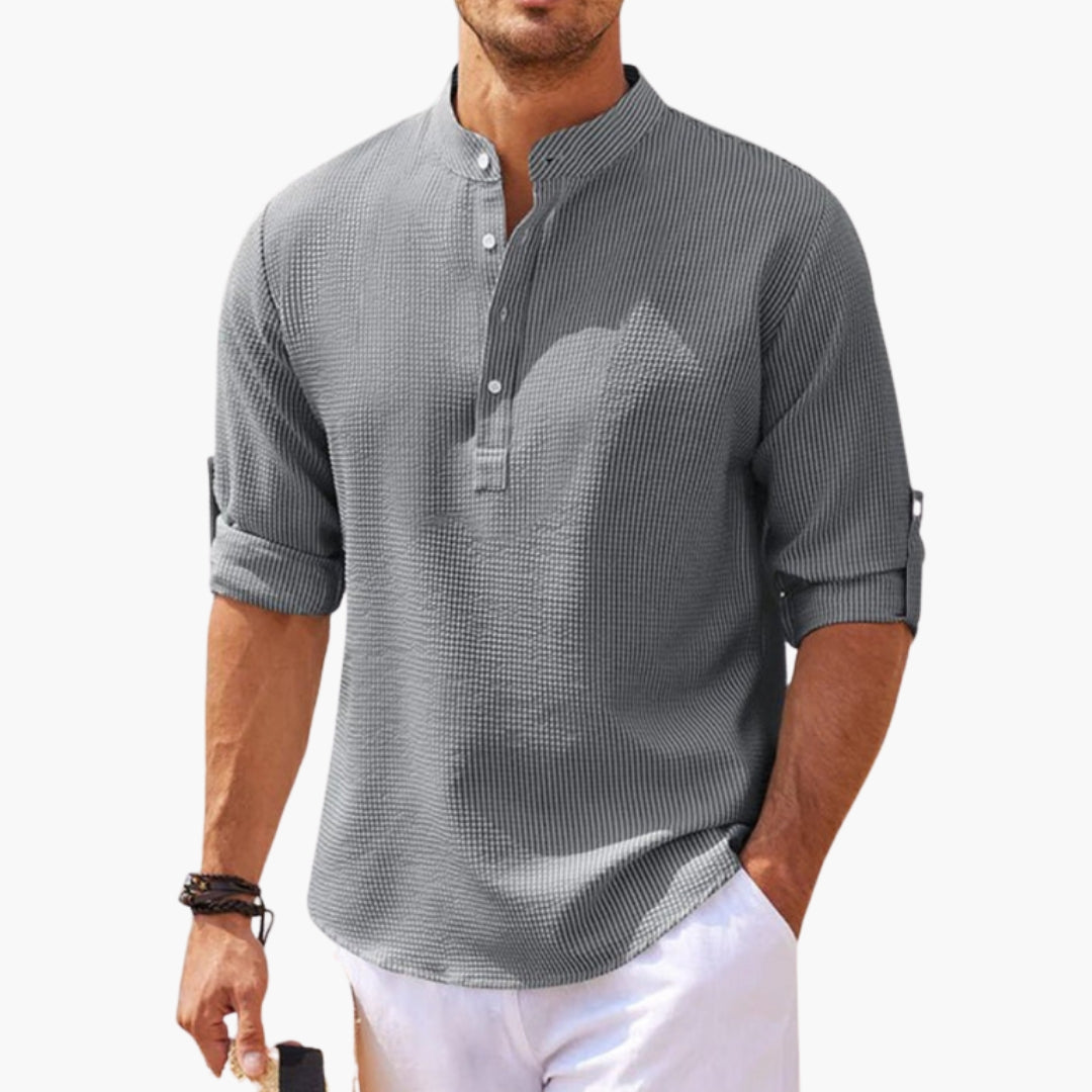Camicia uomo taglio dritto con collo alla coreana