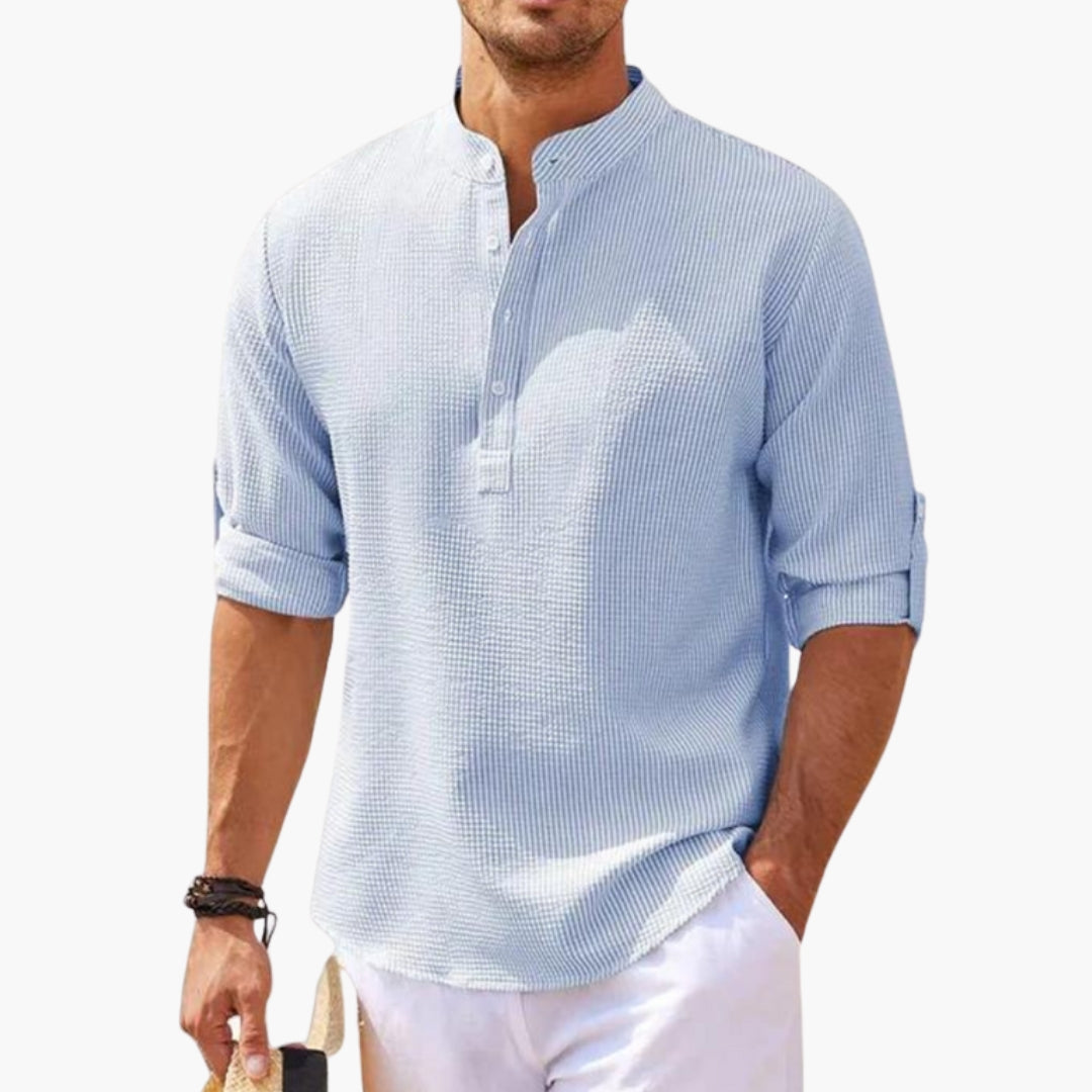 Camicia uomo taglio dritto con collo alla coreana
