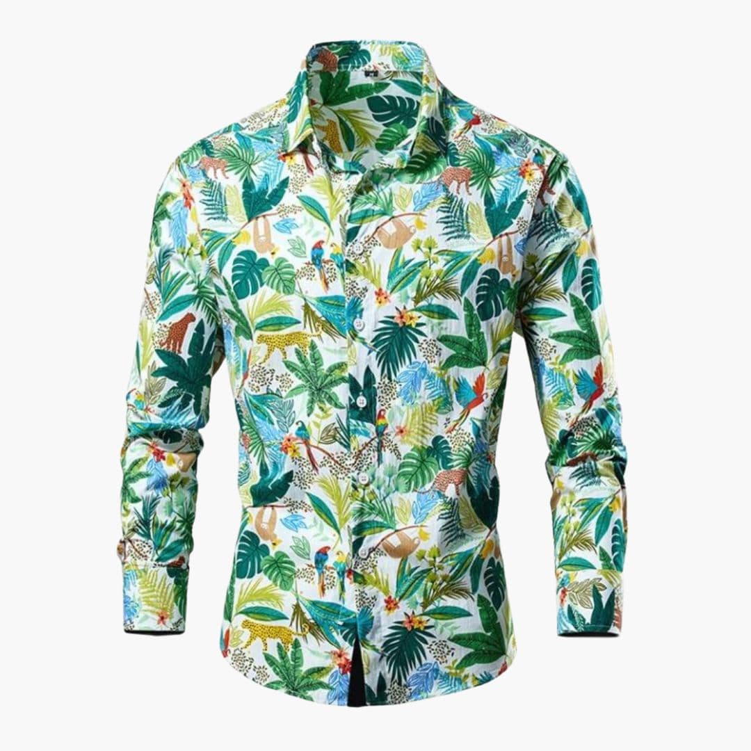 Chemise homme manches longues à motif floral
