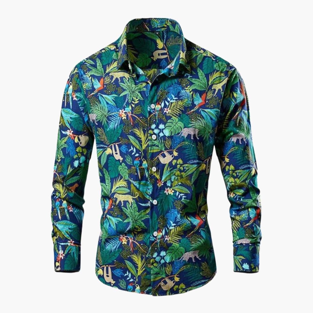 Chemise homme manches longues à motif floral